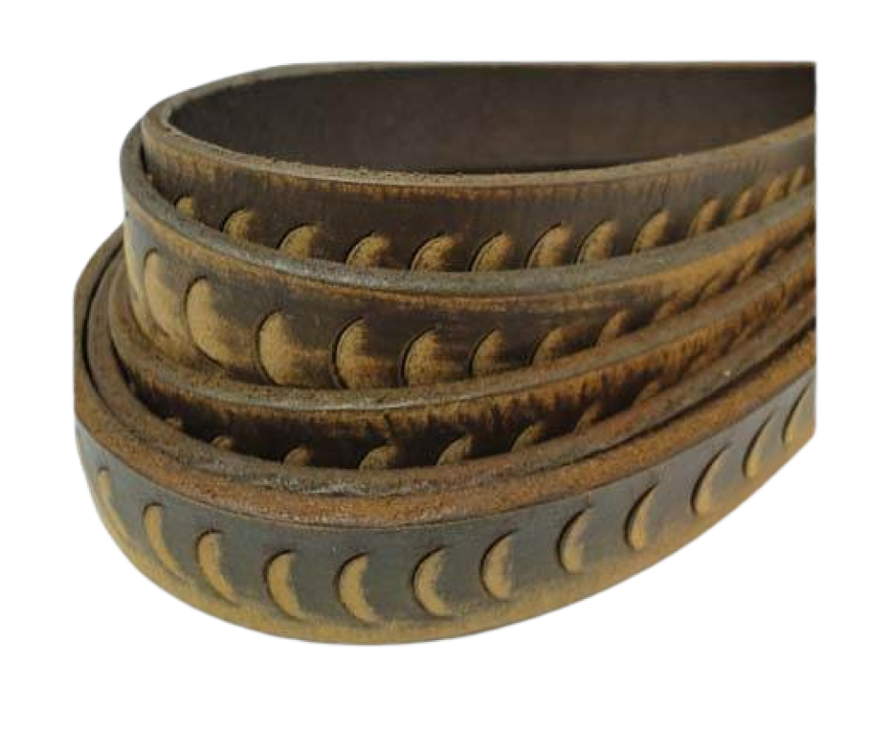 Vintage Style Flat Leather-Fish Style-14mm-Taupe