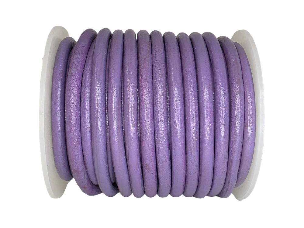 Round Leather Cord - 5mm - Purple