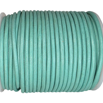 Round Leather Cord - Aquamarine - 3mm