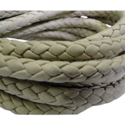 Fine Braided Nappa Leather Cords-8mm-CREAM