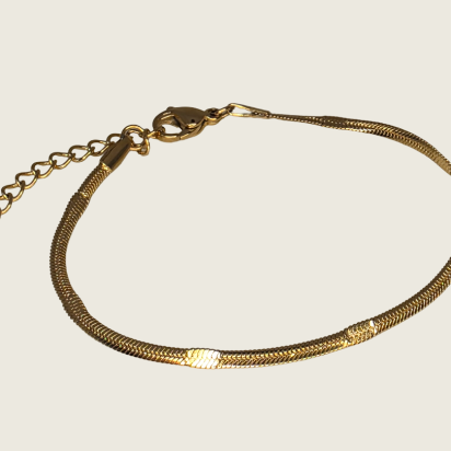 Flat Snake Embossed Chain Bracelet – Gold - Item 909