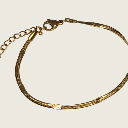 Flat Snake Embossed Chain Bracelet – Gold - Item 909