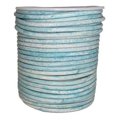 Round Leather Cord - Vintage Aquamarine whit a White Base - 3mm
