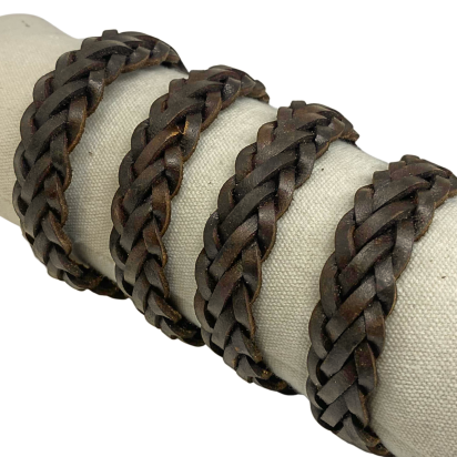 Hvar Braided Leather Cords - 15x4.5mm - Vintage Dark Brown