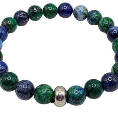 Azurite Malachite Gemstone Bracelet: Style-526 (8mm)