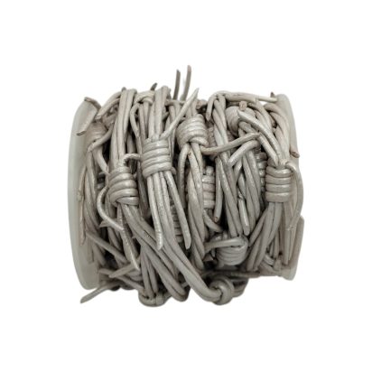 Leather cords - Barbed wire - Metallic Silver
