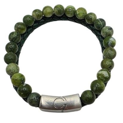 Combination Gemstone and Leather Bracelet - Style 171