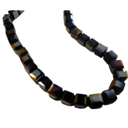 Faceted Cubes - 4mm (Black Quartz AB)