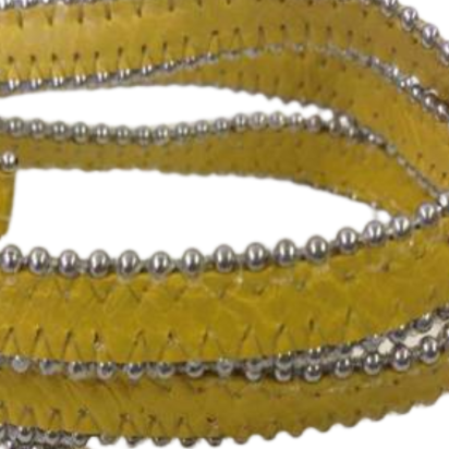 Real Nappa Flat Leather with steel balls chains-10mm-Honey Mustard