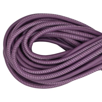 Real Round Nappa Leather Cord - Dark Purple 5mm