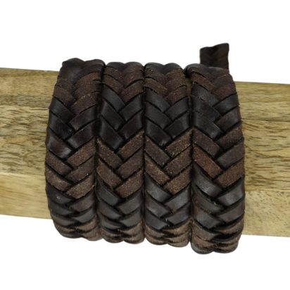 v cross braided leather cord-15mm- VINTAGE BROWN