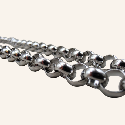 Semicircle Wire Belcher Chain Necklace - Silver - 6mm - Item 988
