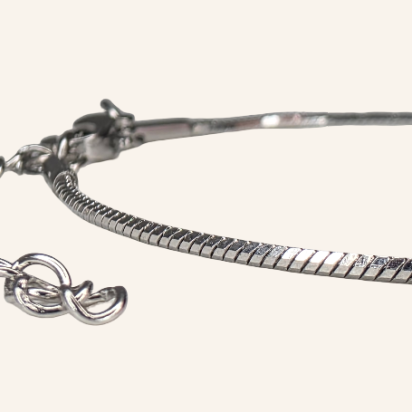Twisted Square Snake Chain Bracelet  – Silver - 1.5mm - Item 997