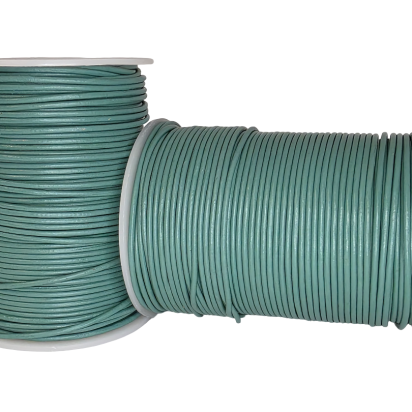 Round Leather Cord - Teal - 2mm
