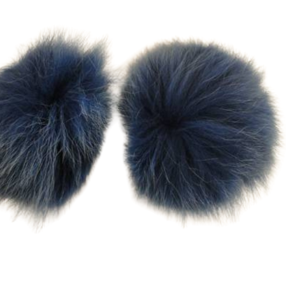 Fox Fur Pom Pom-Dark Blue-10cms