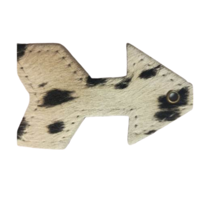 KC-Key Cord Arrow Shape 8cm cow white and black hair-on