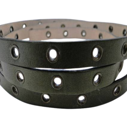 Flat leather with hollow rivets - 10MM-Dark grey