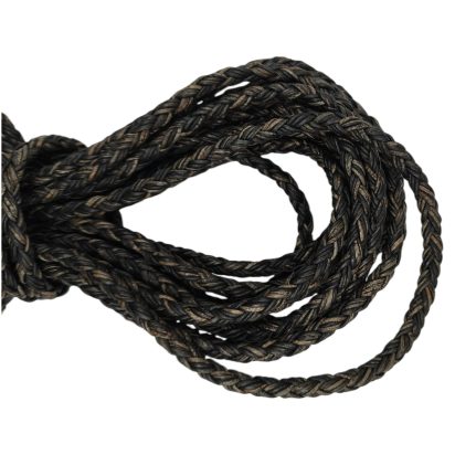 Dublin Bolo Braided Round Twist Leather Cords - 6mm -  Vintage Brown
