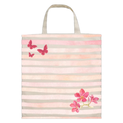 Cotton Tote Bag - pink stripe