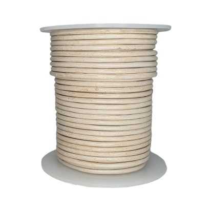 Round Leather Cord - 2.5mm- Creamy White