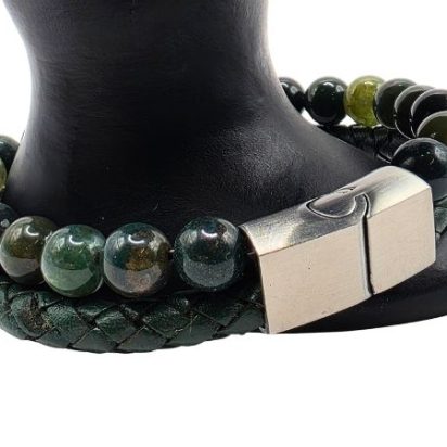 Combination Gemstone and Leather Bracelet - Style 159
