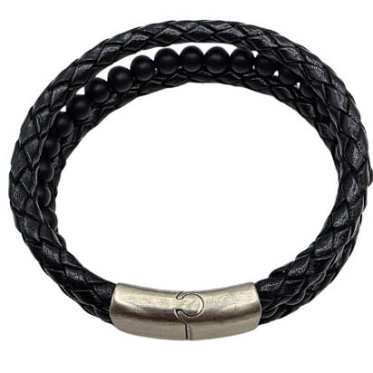 Combination Gemstone and Leather Bracelet - Style 157
