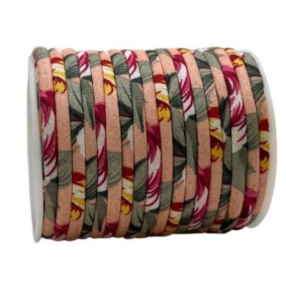 Fabric Flower Cords-4mm-Round-Pink