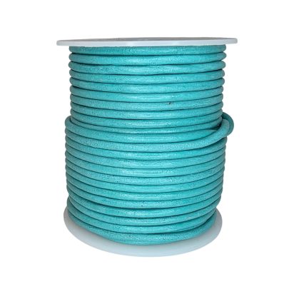 Round Leather Cord - Light Turquoise - 3mm