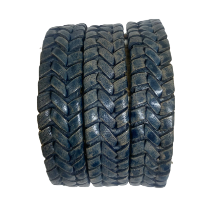 Dallas Braided Leather Cord - 14x4mm - Vintage Blue