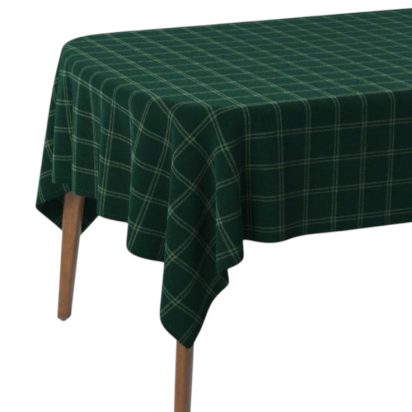 Deep Green Grid Patterned Waxed Tablecloth