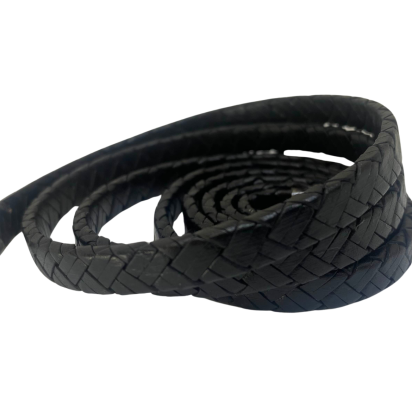 Argentine Braided Leather Cords - 8x3.5mm - Vintage Black