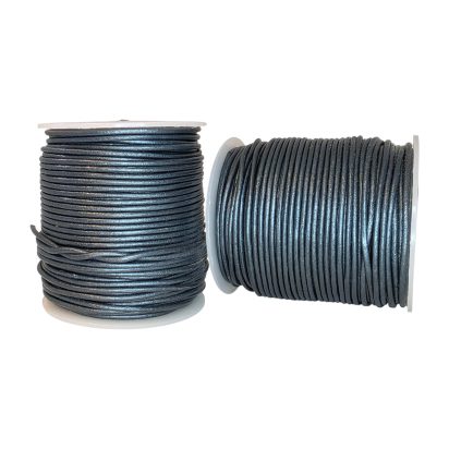Round leather cord-2mm-Metallic Royal Blue