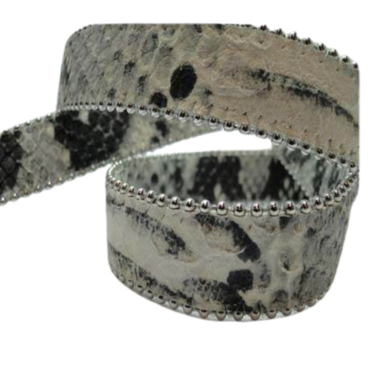 Flat Nappa Leather with Chains - 20mm - Python Grey