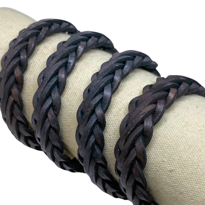 Hvar Braided Leather Cords - 15x4.5mm - Vintage Blue