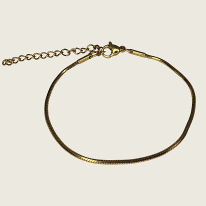 Eight Faceted Snake Chain  Bracelet - Gold - 1mm - Item 993