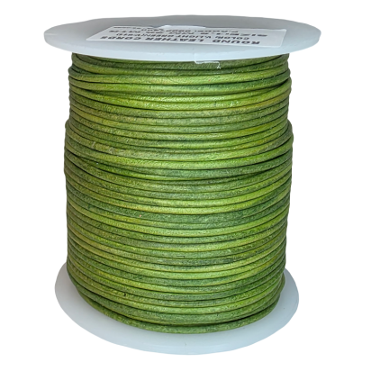 Round Leather Cords Vintage Light Green 1.5mm