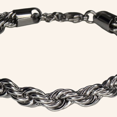 Rope Chain Bracelet - 6mm - Silver - Item 906