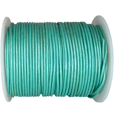 Round Leather Cord - 1.5mm - Metallic Green