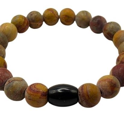 Red Picasso Jasper Gemstone Bracelet: Style-539 (8mm)