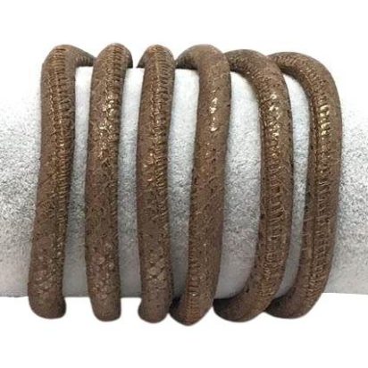 Real Round Nappa Leather cords - 6mm - Lizard Prints - bronce
