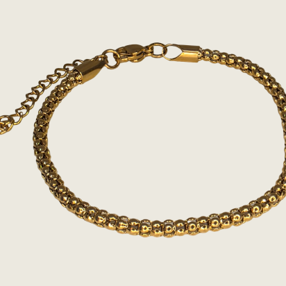 Popcorn Chain Bracelet - Gold - 3mm - Item 905