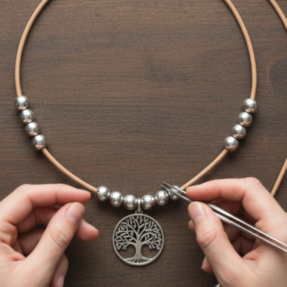 How to make a knotted leather necklace with sliding clasp?
