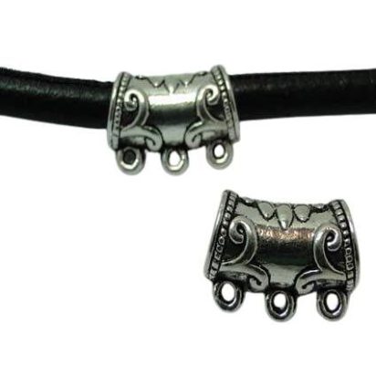 Zamak part of leather cords: MGL-355 6mm (Antique Silver)