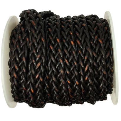 Tuscon Braided Leather Cords - 14x3.5mm - Coffee Brown