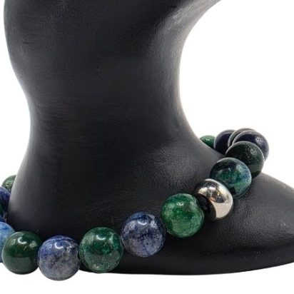 Azurite Malachite Gemstone Bracelet: Style-526 (8mm)
