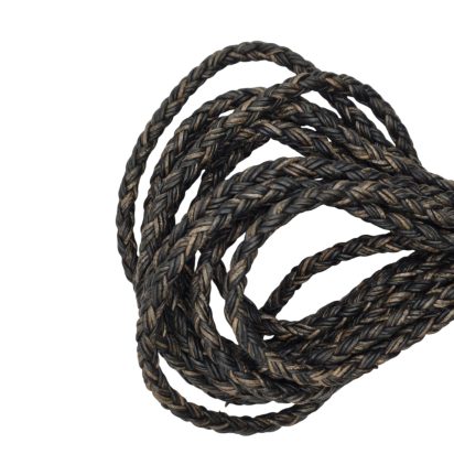 Dublin Bolo Braided Round Twist Leather Cords - 6mm -  Vintage Brown