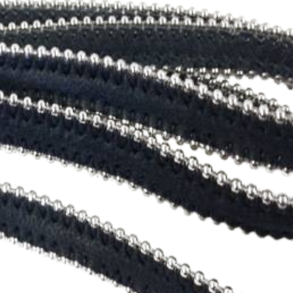 Real Nappa Flat Leather with steel balls chains-10mm-Ink