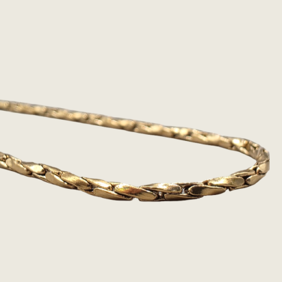 Square Twisted Boston Chain Necklace - Gold - 1mm - Item 903