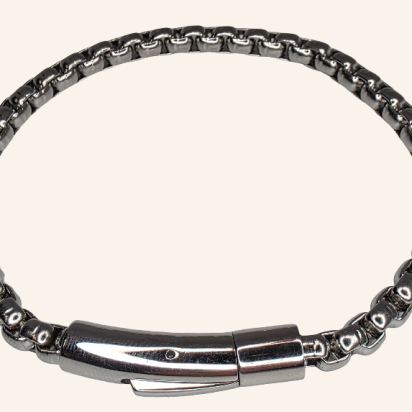 Rolo Chain Bracelet with Magnetic Clasp - 4mm - Silver