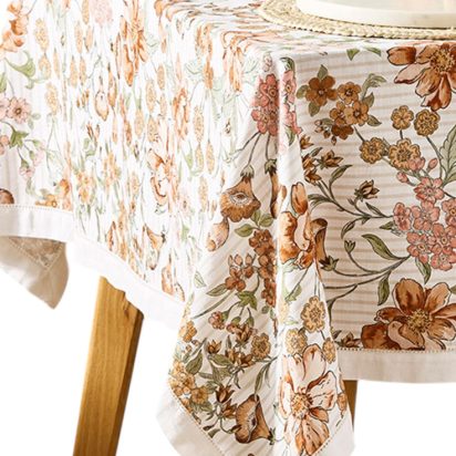 Flower Printed Waxed Tablecloth